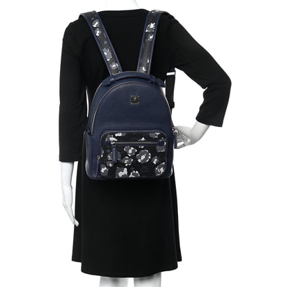 MCM Calfskin Visetos Floral Leopard Klassik Small Stark Backpack Blue Black 2 of 9