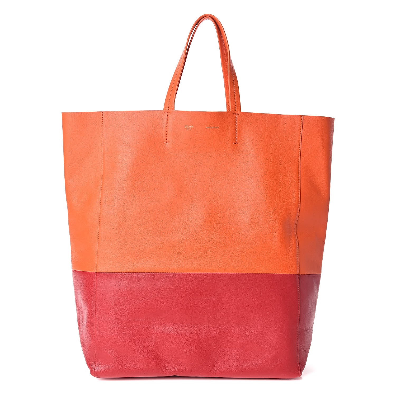 Celine Lambskin Vertical Bi-Cabas Orange Magenta 1 of 11