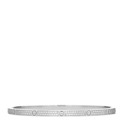 Cartier 18K White Gold Diamond Small LOVE Paved Bracelet 19 2 of 5