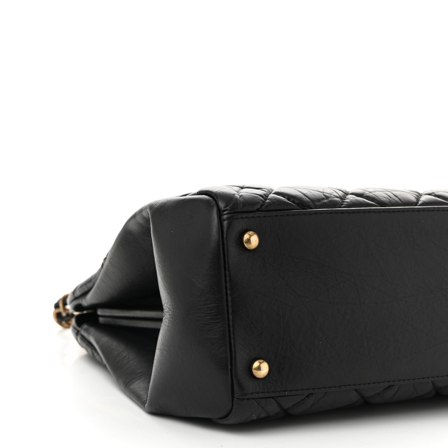 Aged Calfskin Large Just Mademoiselle Bowling Bag Black