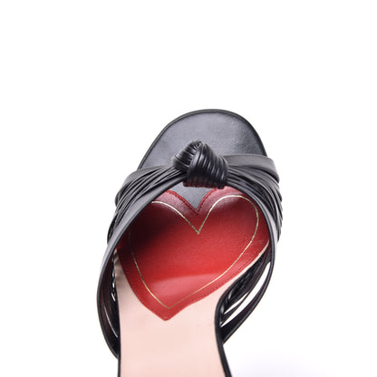 Gucci Nappa Crawford Knot Mid Heel Slide Sandals 37 Black 8 of 10