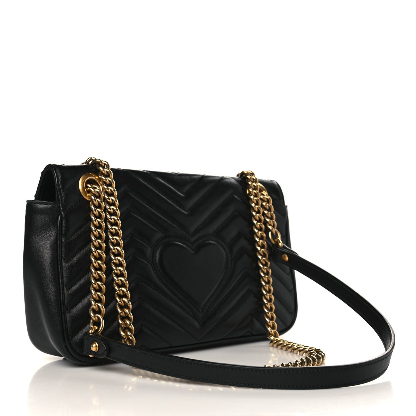 Calfskin Matelasse Small GG Marmont Shoulder Bag Black