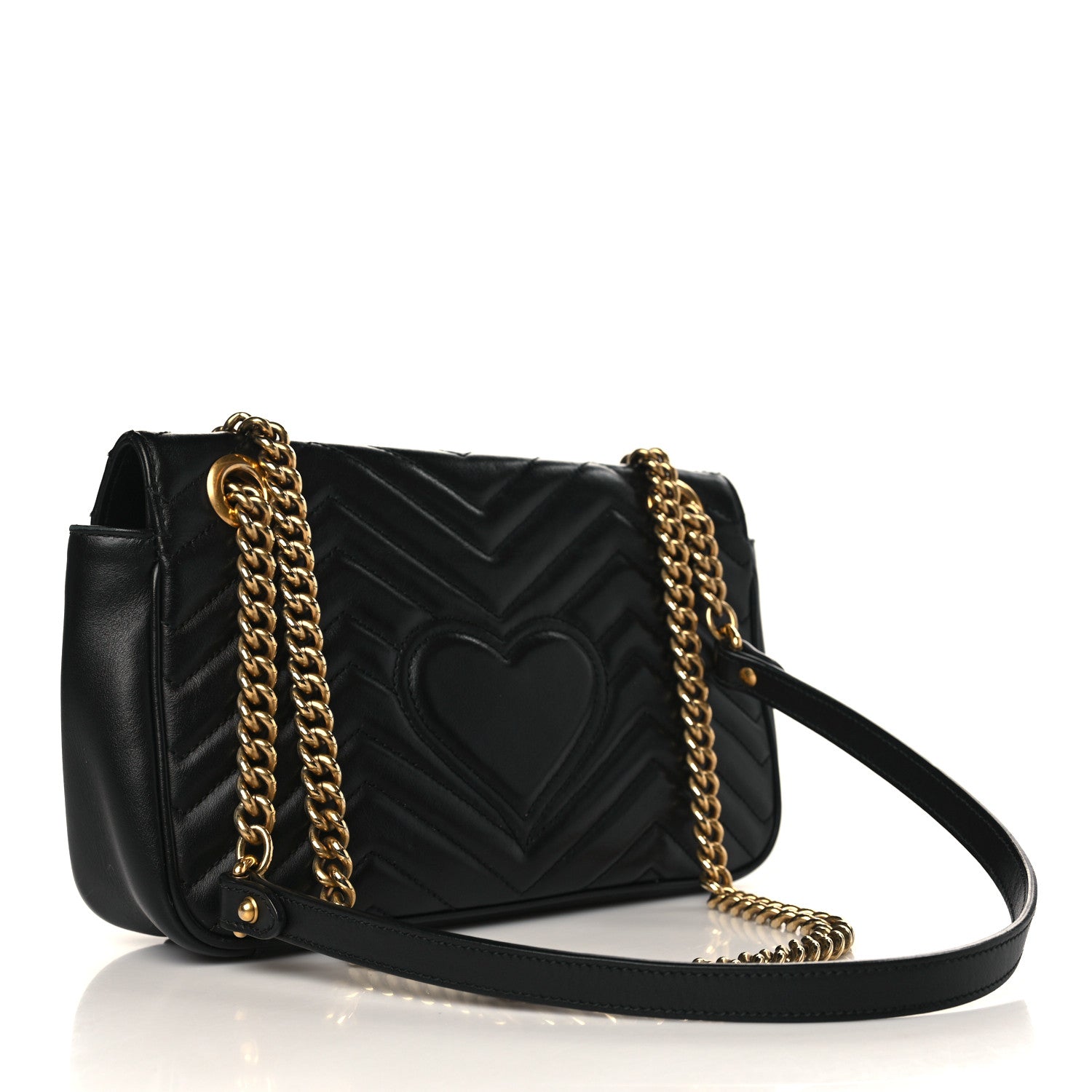 Gucci Calfskin Matelasse Small GG Marmont Shoulder Bag Black 3 of 9