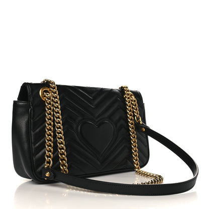 Gucci Calfskin Matelasse Small GG Marmont Shoulder Bag Black 3 of 9