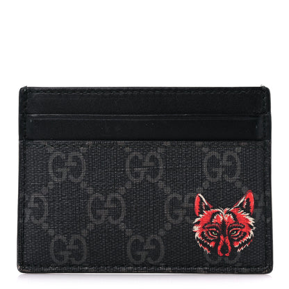 Gucci GG Supreme Monogram Wolf Print Card Holder Black Grey 1 of 13