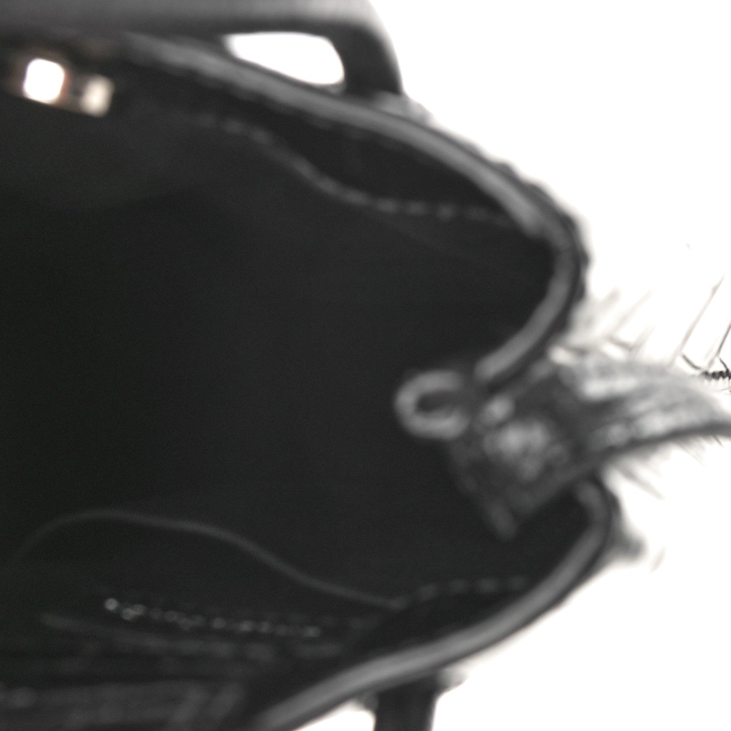 Balenciaga Calfskin Crocodile Embossed Logo Shopping Phone Holder Bag Black 5 of 11