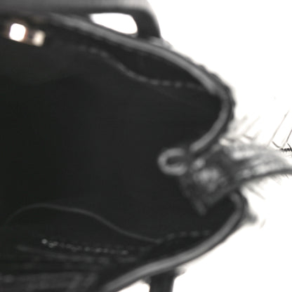 Balenciaga Calfskin Crocodile Embossed Logo Shopping Phone Holder Bag Black 5 of 11