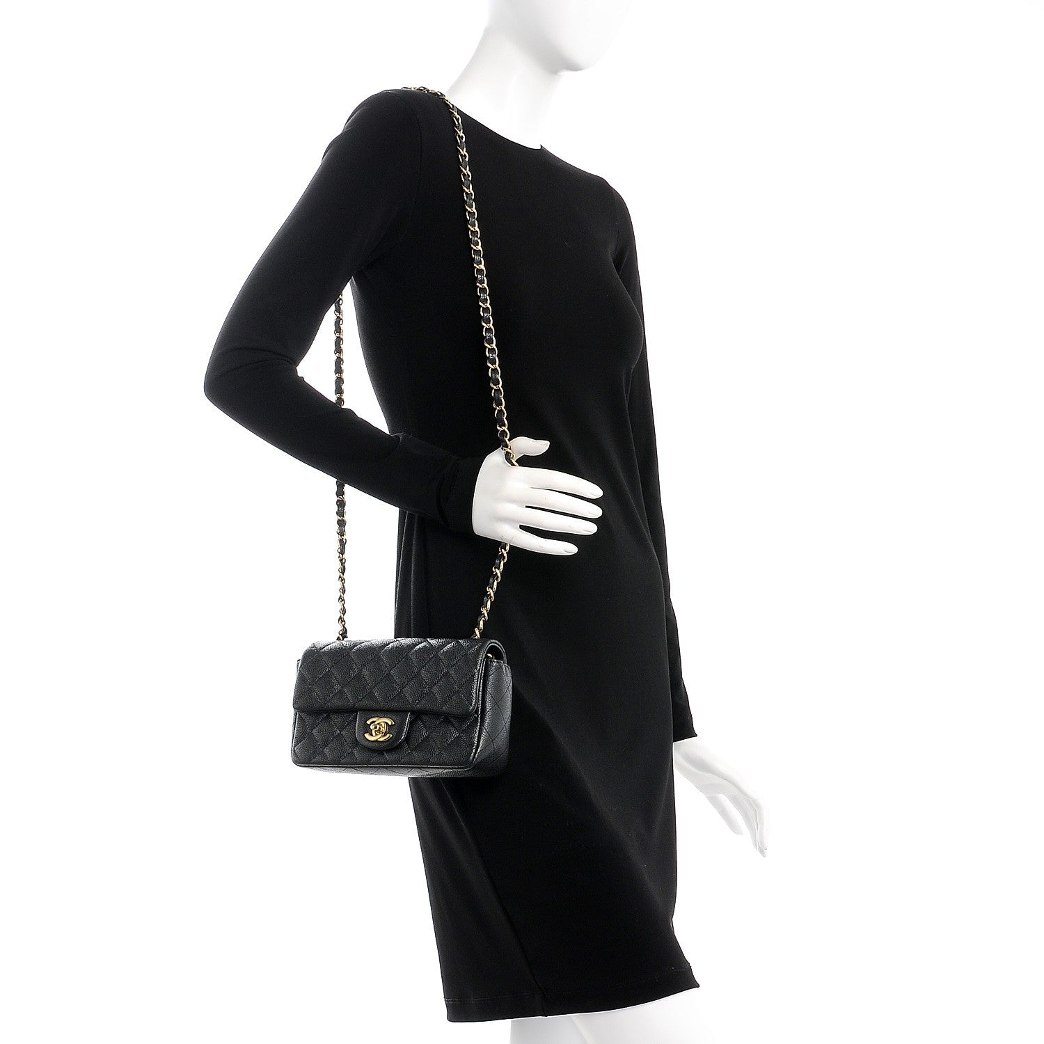 Chanel Caviar Quilted Mini Rectangular Flap Dark Charcoal 2 of 8