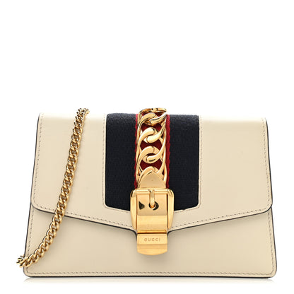 Gucci Calfskin Super Mini Sylvie Chain Shoulder Bag White 1 of 12