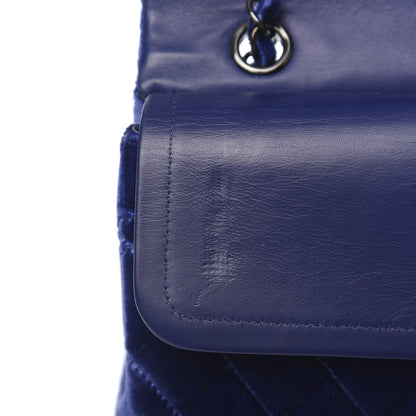 Chanel Velvet Quilted Medium Double Flap Navy Blue 8 of 13