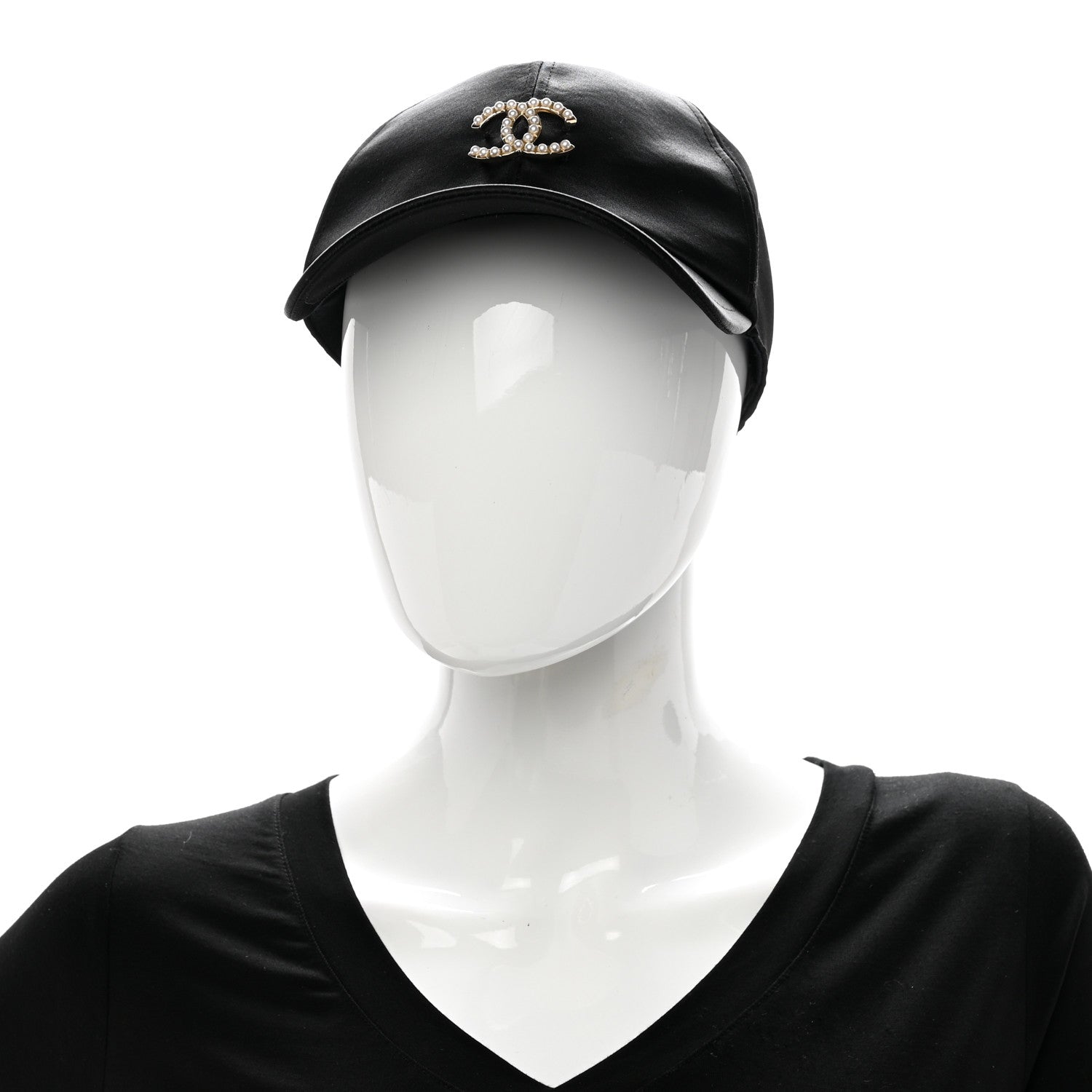 Chanel Silk Pearl CC Cap Hat Black 2 of 8