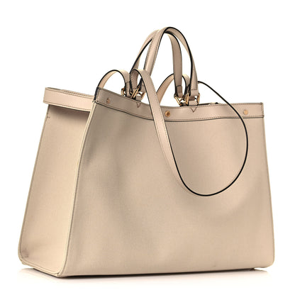 Fendi Canvas Vitello King FF Embroidered Medium Peekaboo X-Tote Poudre 2 of 16