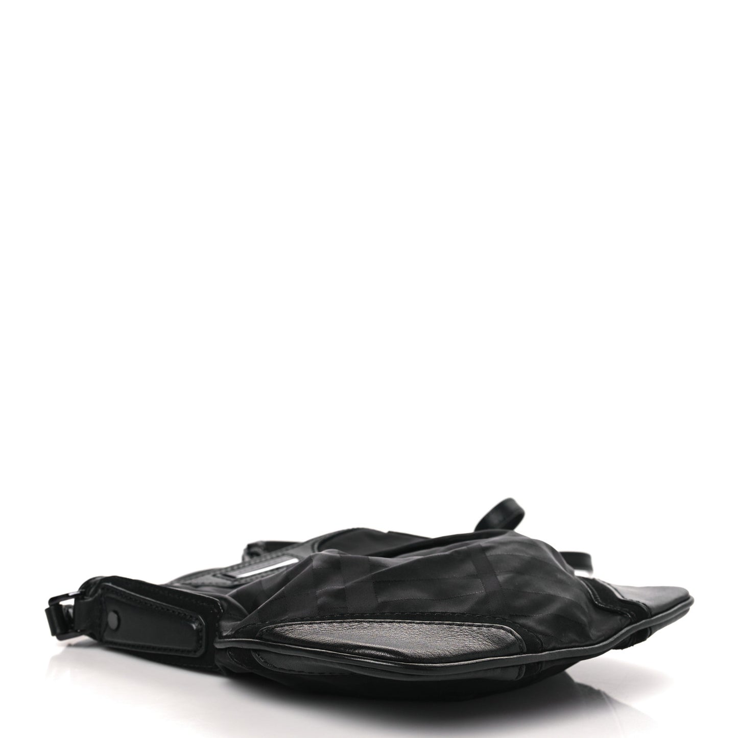 Nylon Tonal Check Crossbody Black