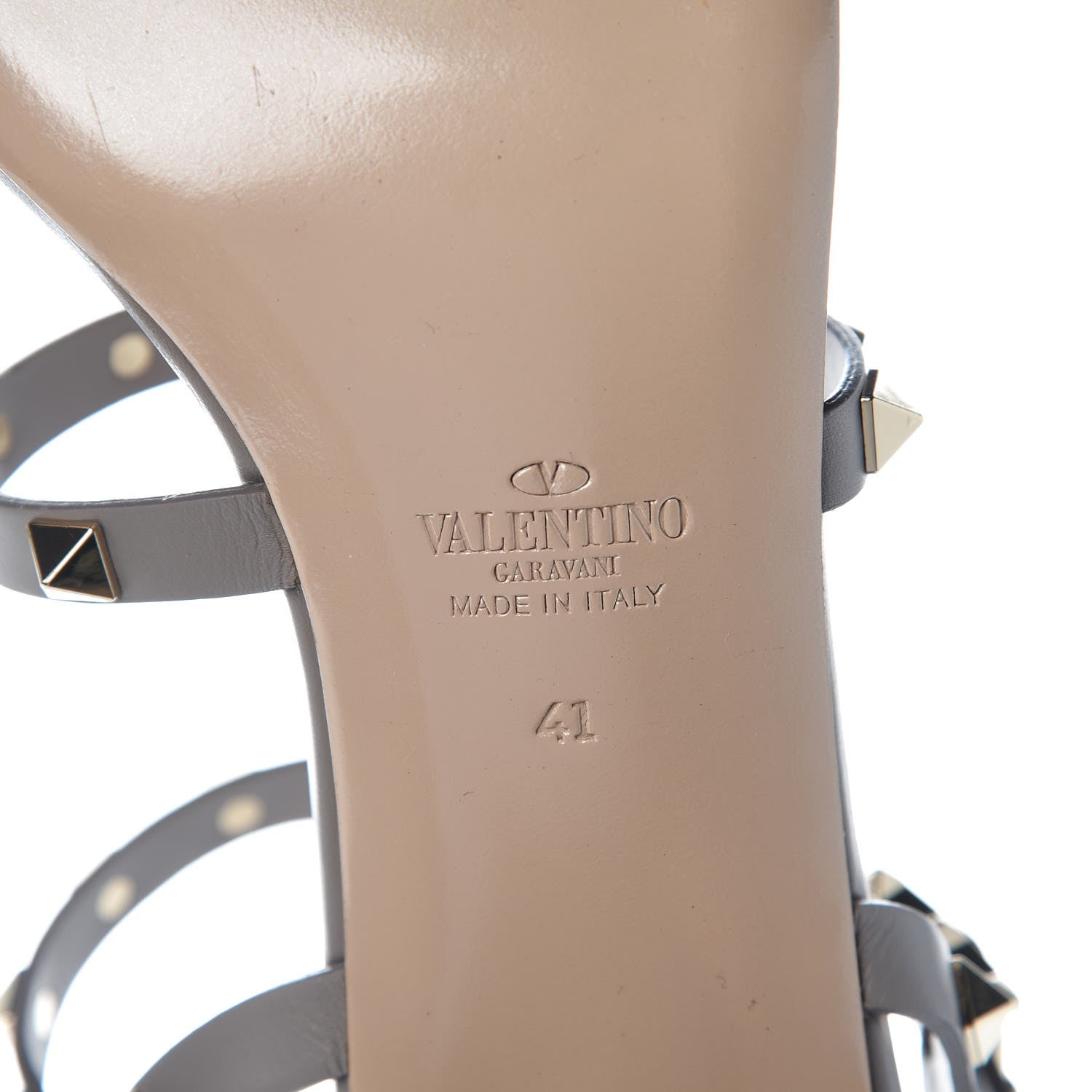 Valentino Garavani Calfskin Rockstud 60mm City Sandals 41 Grey 6 of 7