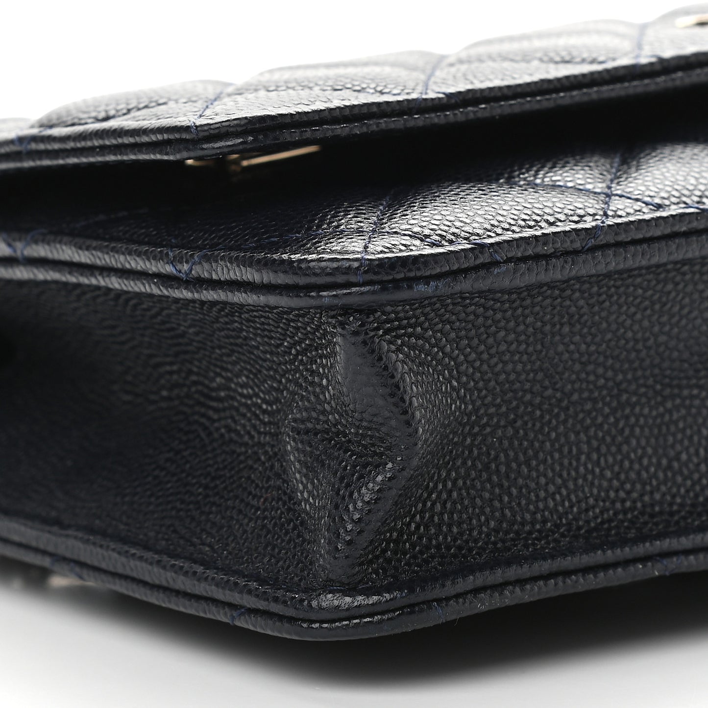 Caviar Quilted Wallet On Chain WOC Navy Blue