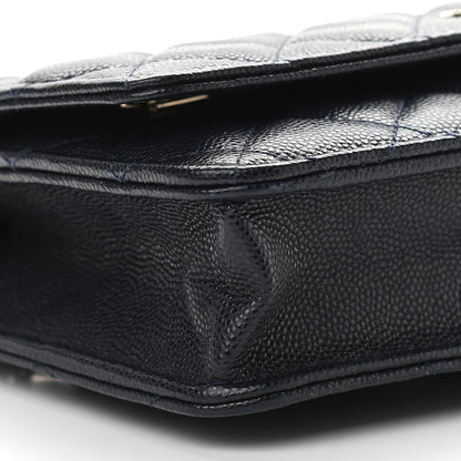 Chanel Caviar Quilted Wallet On Chain WOC Navy Blue 9 of 11
