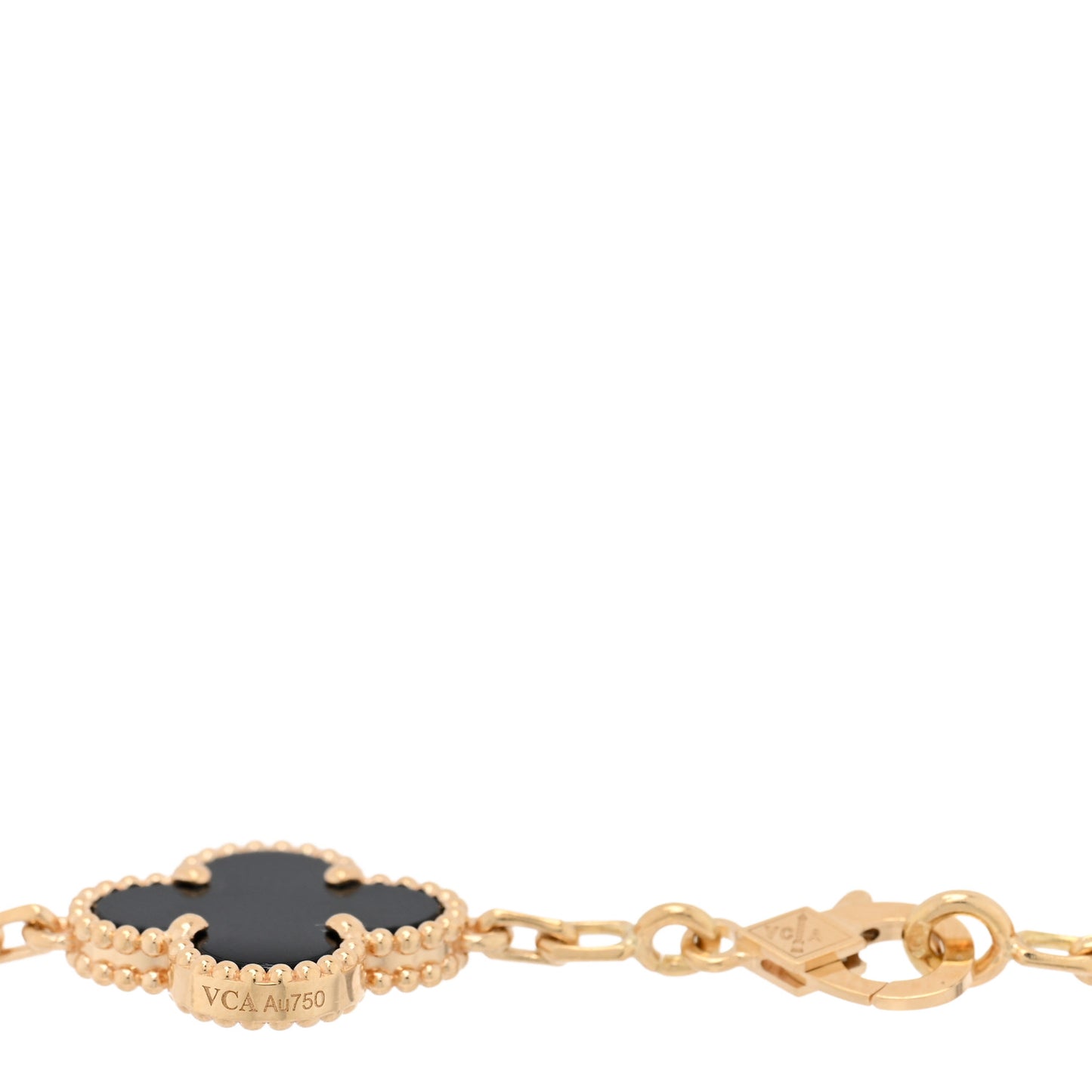 18K Yellow Gold Black Onyx 5 Motifs Vintage Alhambra Bracelet