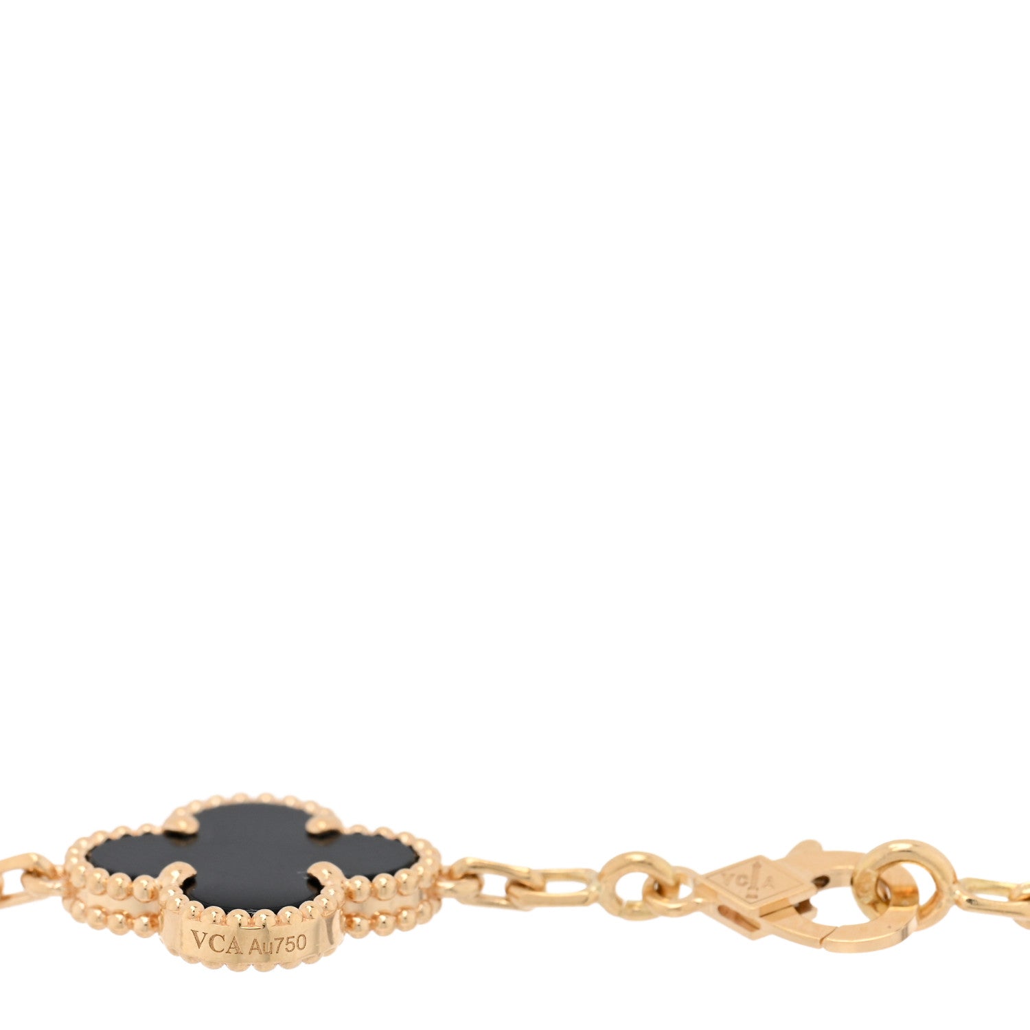 Van Cleef & Arpels 18K Yellow Gold Black Onyx 5 Motifs Vintage Alhambra Bracelet 3 of 4