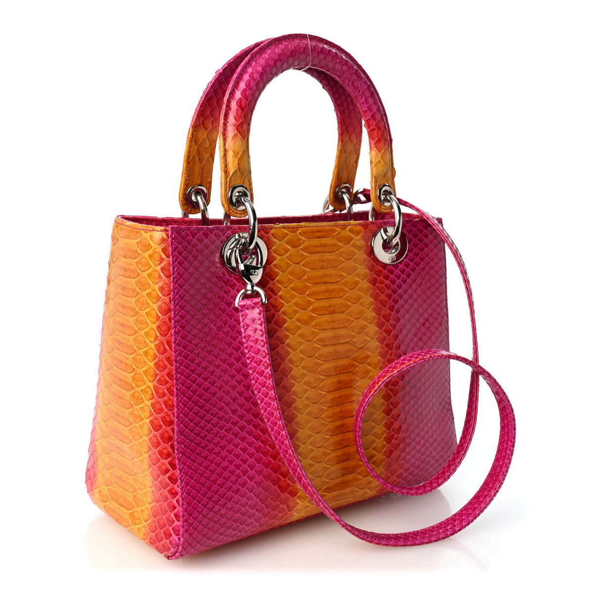 Snakeskin Medium Lady Dior Pink Orange