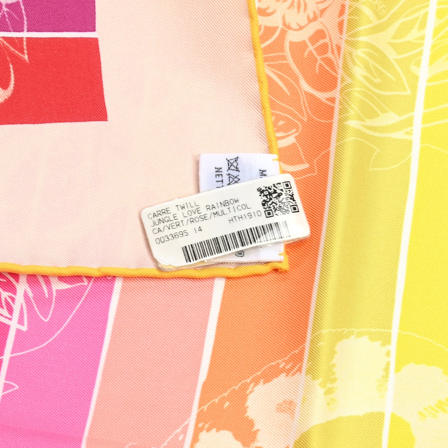 Silk Jungle Love Rainbow Scarf 90 Vert Rose Multicolor