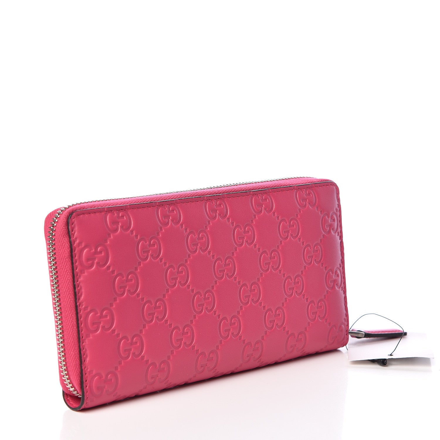 Gucci X MLB Guccissima Signature NY Yankees Embroidered Zip Around Wallet Box Pink Blue Ivory 3 of 7