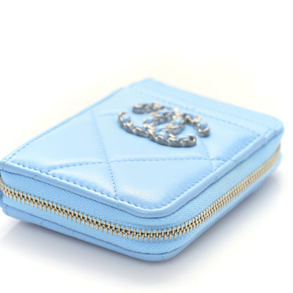 Chanel Lambskin Quilted Chanel 19 Vertical Zip Card Holder Wallet Light Blue 8 of 9