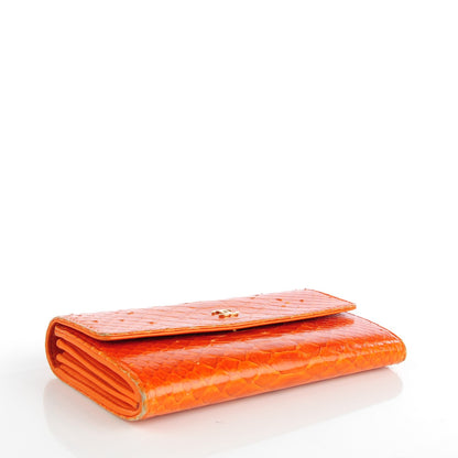 Chanel Python CC Long Flap Wallet Orange 4 of 11