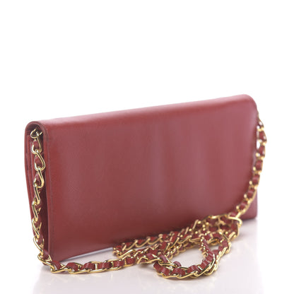 Prada Saffiano Metal Oro Chain Wallet Fuoco 3 of 13