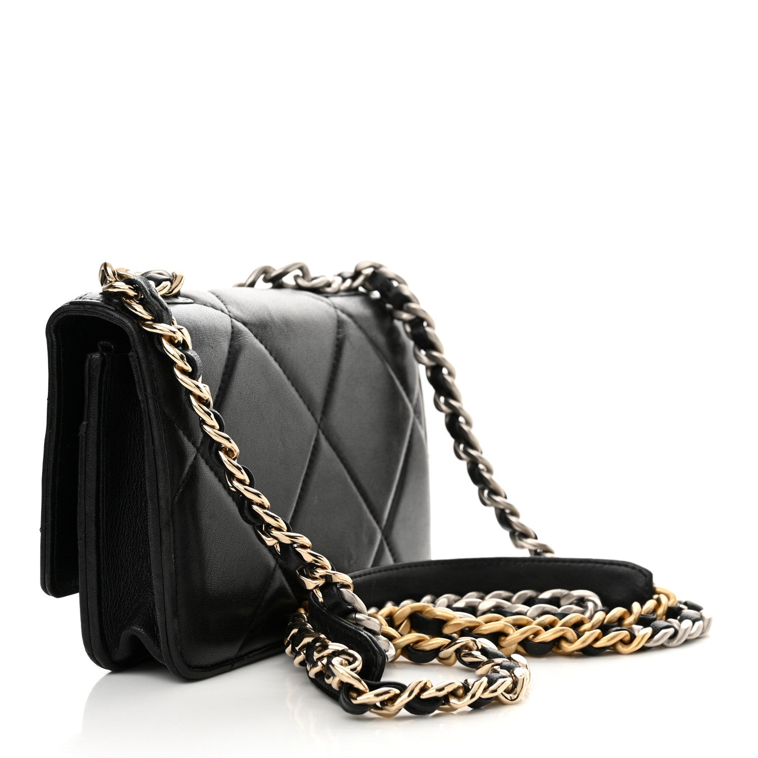 Chanel Lambskin Quilted Chanel 19 Wallet On Chain WOC Black 3 of 14
