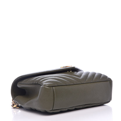 Saint Laurent Sheepskin Matelasse Chevron Monogram Medium College Bag Military Green 4 of 12