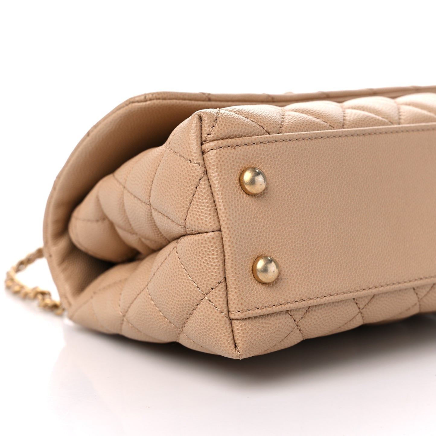 Caviar Quilted Mini Coco Handle Flap Beige