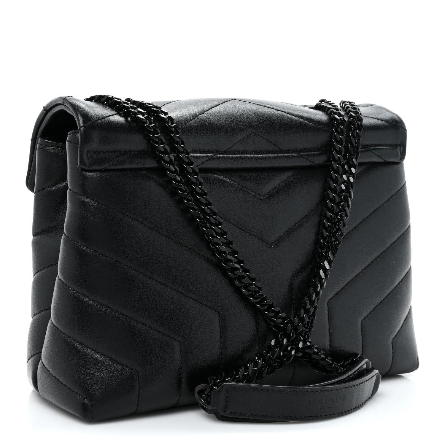 Saint Laurent Calfskin Y Quilted Monogram Monochrome Small Loulou Chain Satchel Black 3 of 17