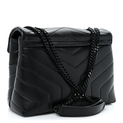 Saint Laurent Calfskin Y Quilted Monogram Monochrome Small Loulou Chain Satchel Black 3 of 17