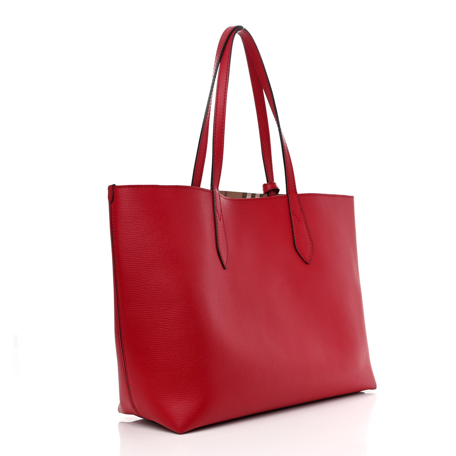 Burberry Haymarket Check Medium Reversible Tote Poppy Red 5 of 18