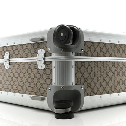 Gucci GG Supreme Monogram Aluminium Porter Medium Trolley Suitcase Beige Ebony Silver 8 of 13