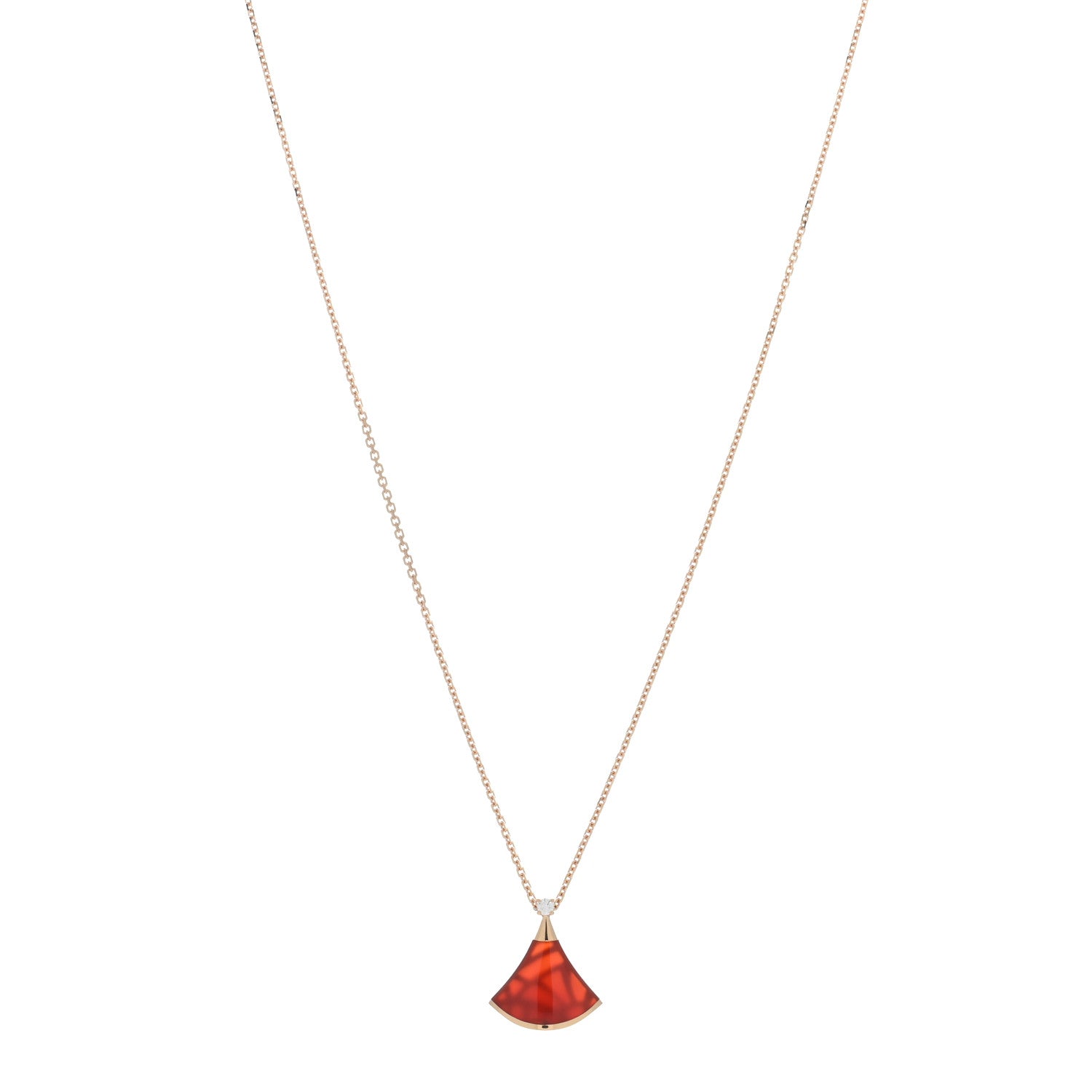 Bulgari 18K Rose Gold Diamond Carnelian Divas' Dream Pendant Necklace 1 of 4