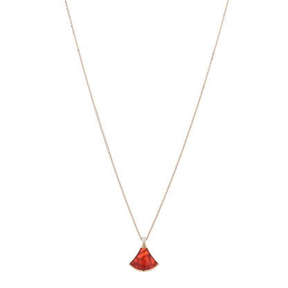 Bulgari 18K Rose Gold Diamond Carnelian Divas' Dream Pendant Necklace 1 of 4
