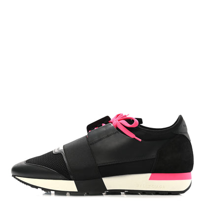 Balenciaga Mesh Calfskin Neoprene Suede Womens Race Runner Sneakers 41 Black 1 of 8
