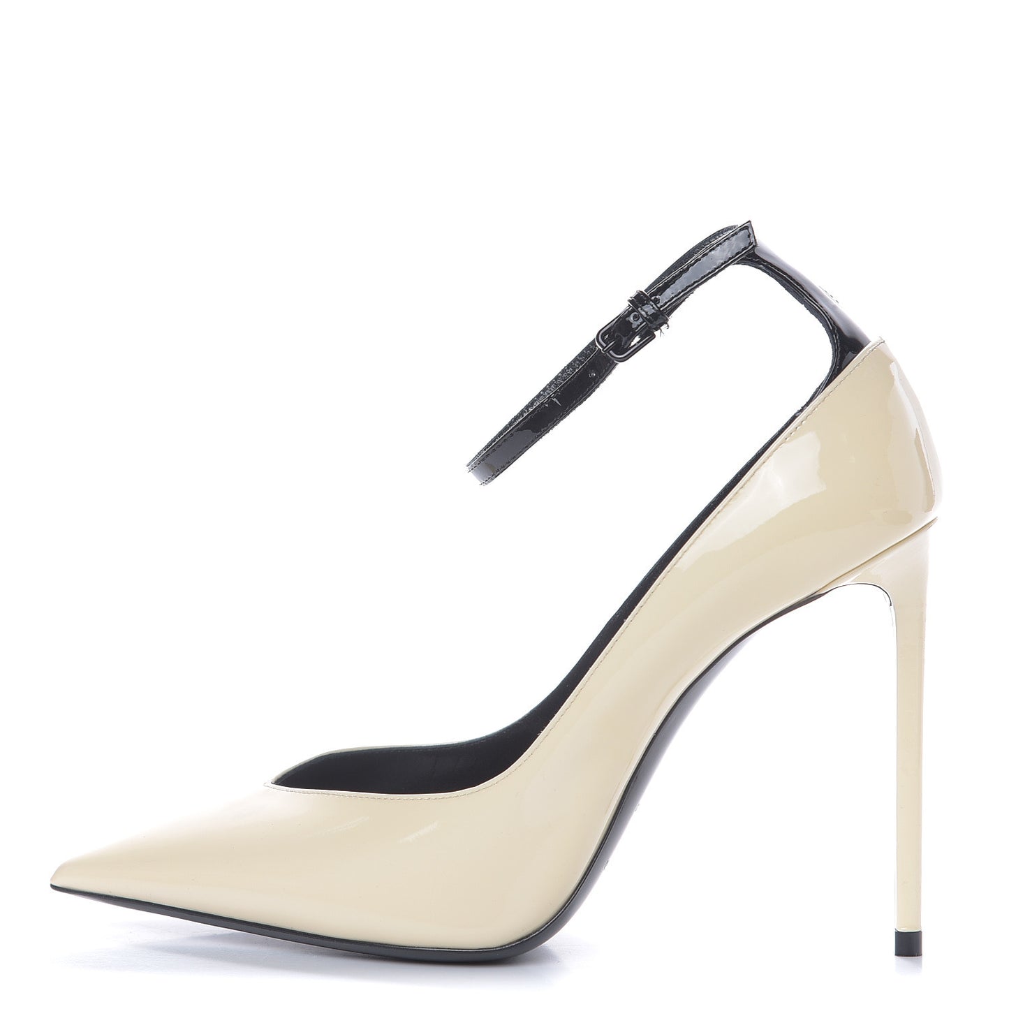 Patent Calfskin Ankle Strap Zoe 105 Pump 36 White