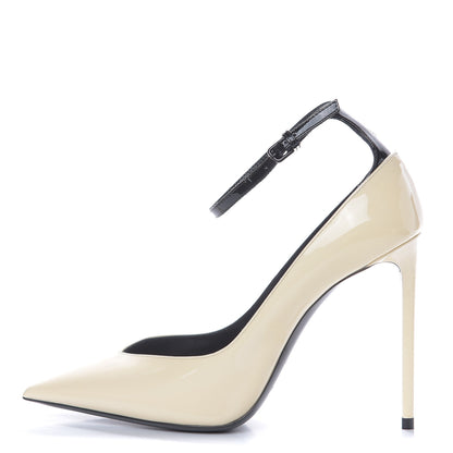Saint Laurent Patent Calfskin Ankle Strap Zoe 105 Pump 36 White 1 of 10