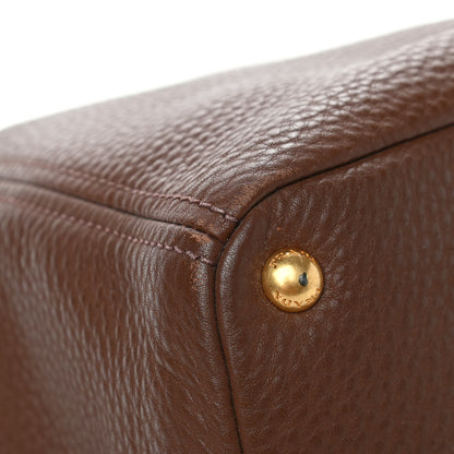 Prada Vitello Daino Double Pocket Shoulder Bag Bruciato 8 of 8