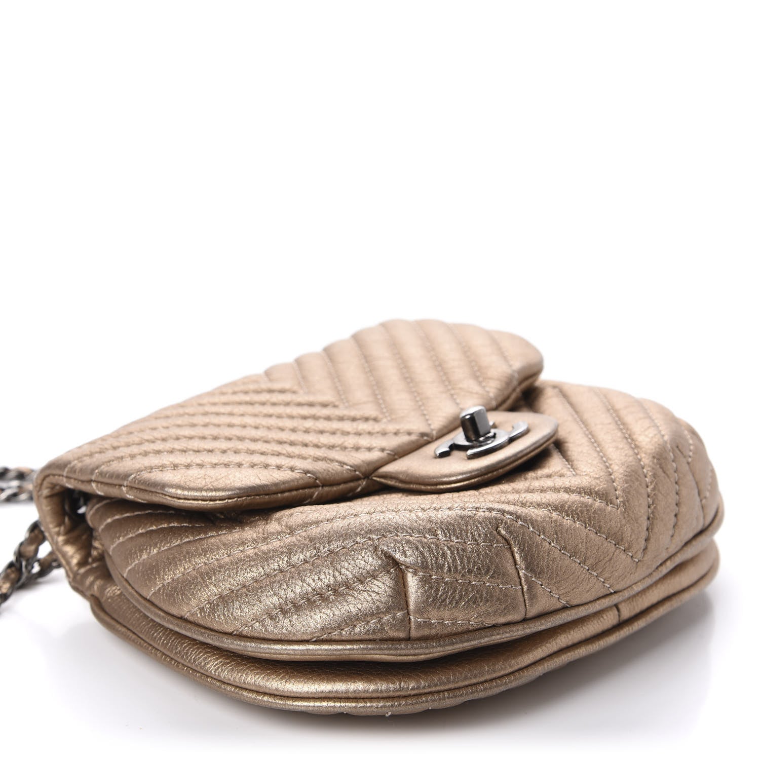 Chanel Metallic Aged Calfskin Chevron Small Bubble CC Flap Gold 4 of 11