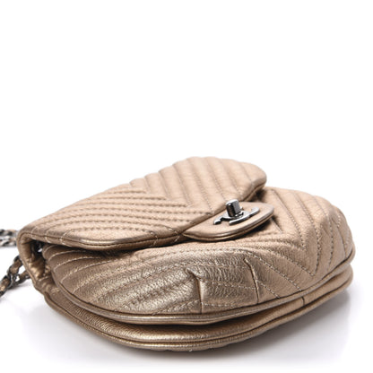 Chanel Metallic Aged Calfskin Chevron Small Bubble CC Flap Gold 4 of 11