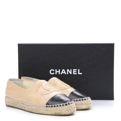 Chanel Lambskin CC Espadrilles 37 Beige Black 16 of 16
