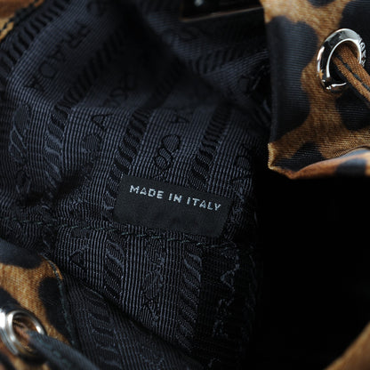 Prada Tessuto Nylon Leopard Print Mini Bucket Bag Miele 6 of 8