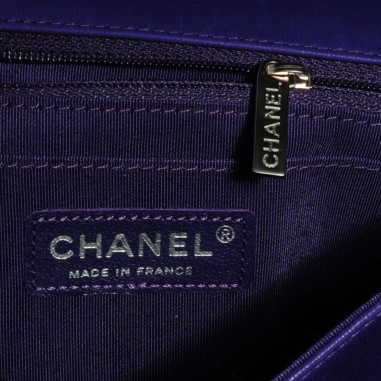 Chanel Lambskin Chevron Medium Leo Lion Flap Violet Fonce 8 of 10