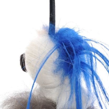 Fendi Mink Fox Goat Fur Mini Karlito Bag Charm Blue 6 of 7
