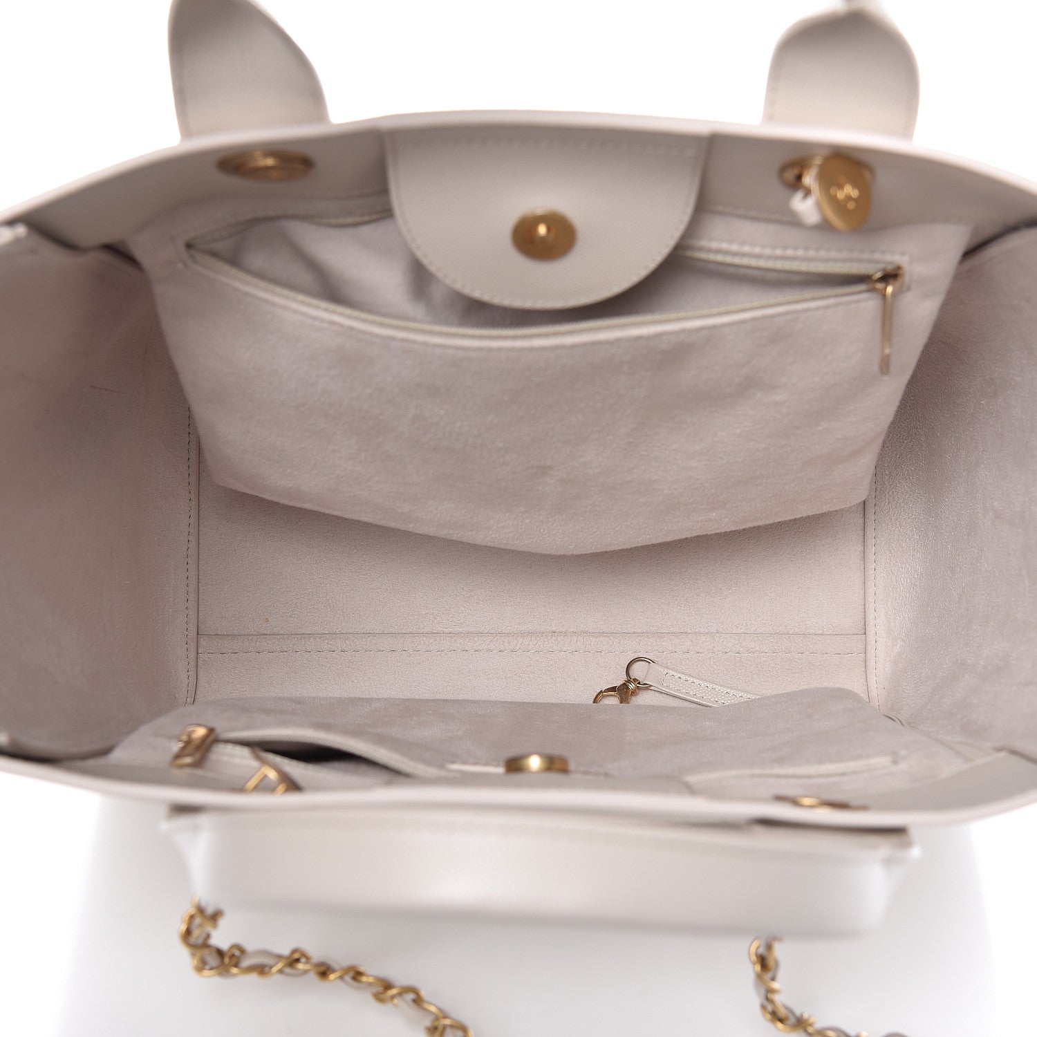 Chanel Caviar Small Studded Deauville Tote Ivory 5 of 10