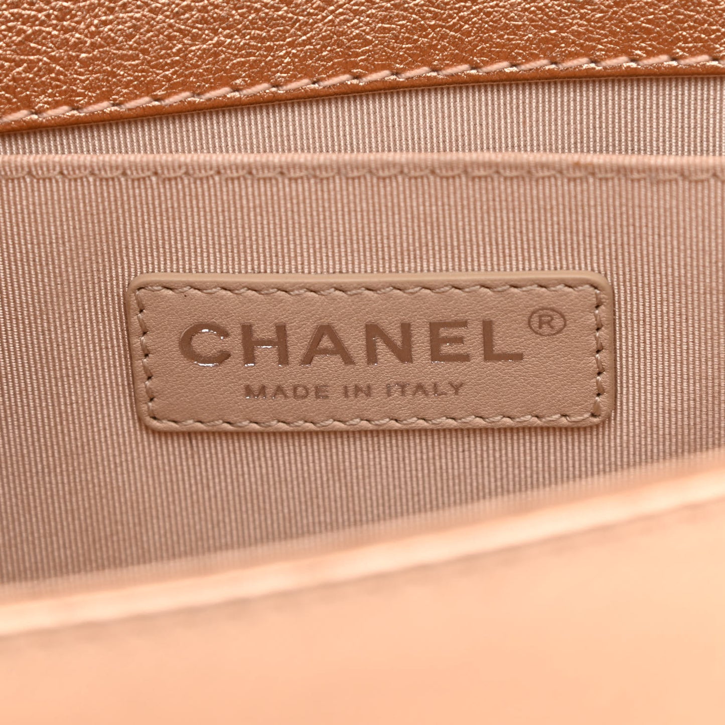 Metallic Calfskin Perforated Small Boy Flap Gold