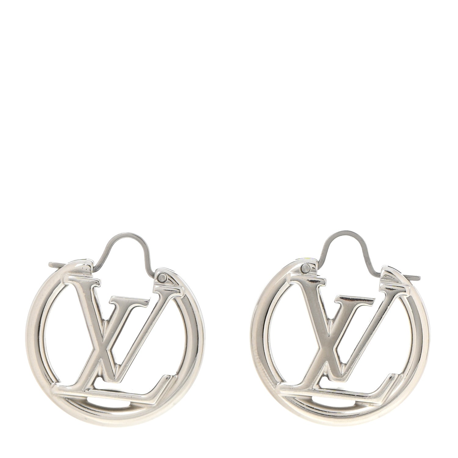 Louis Vuitton Palladium Small Louise Hoop Earrings Silver 1 of 5